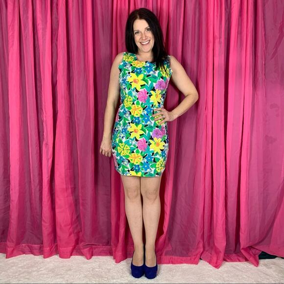 Vintage Dresses & Skirts - Vintage 90s Express cotton floral sheath dress, size 9